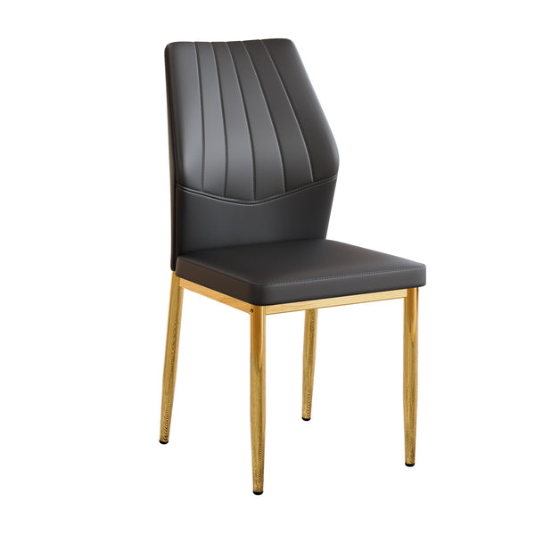 English Elm Set of 4 Brown Shell-Pattern Dining Chairs with Ergonomic Tech Fabric, Sturdy Metal Legs, 37" Black+Gold W1151P359614