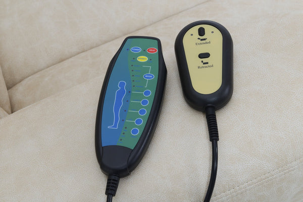 English Elm Nairi Ivory Faux Leather Power Recliner with Lift, Heat & Massage, Cup Holders, Pocket Coil Support B2726P245481