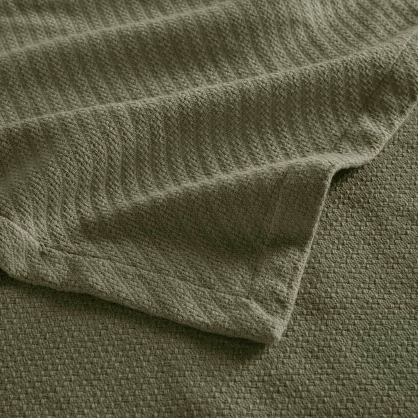 English Elm 1-piece King Cotton Woven Blanket Oeko-tex Certified Lightweight Layering Bedding Olive Green B035P408738
