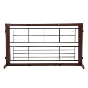 English Elm 38"-71" Freestanding Pinewood Pet Gate with Wire Mesh Panels for Doorways W2181P357586