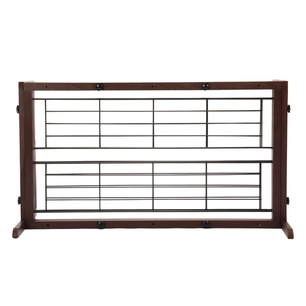 English Elm 38"-71" Freestanding Pinewood Pet Gate with Wire Mesh Panels for Doorways W2181P357586