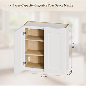 English Elm White Shaker Solid Wood Wall Cabinet Soft Close Doors Adjustable Kitchen Storage W5662P465994