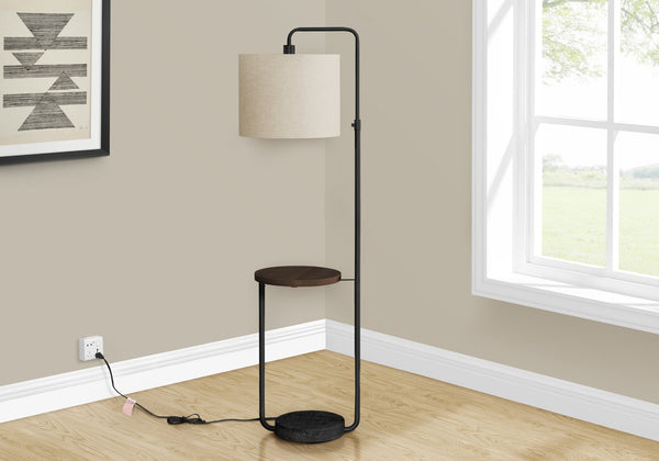 English Elm Lighting, 65"H arc floor lamp with ivory drum shade, sleek metal frame, 100W max, foot switch, modern ambiance Black 17 L x 16 W x 28 H B2710P221310
