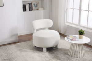 English Elm 063-Teddy Plush Teddy Fabric Armless Accent Chair with 13" Cushion, Wingback Comfort & Solid Wood Legs for Cozy Spaces White W527P308798