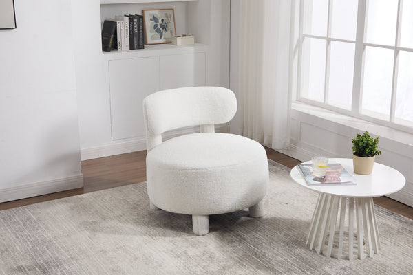 English Elm 063-Teddy Plush Teddy Fabric Armless Accent Chair with 13" Cushion, Wingback Comfort & Solid Wood Legs for Cozy Spaces White W527P308798