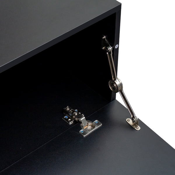 English Elm Wood Extendable TV Stand with Retractable Cabinet and Ample Storage for Living Room Media Centers Black W331S00178