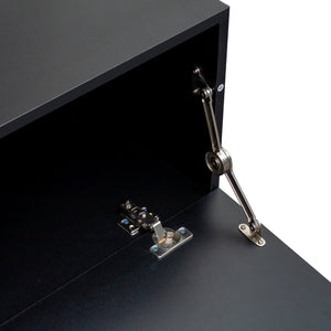 English Elm Wood Extendable TV Stand with Retractable Storage Shelves, Space-Saving Media Console for Living Room Black W331S00178