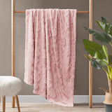 Madison Park Zuri Glam/Luxury Oversized Faux Fur Throw MP50-7192 Blush