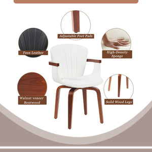 English Elm Mid-Century Bentwood Swivel Dining Chairs Set Of 2 - Stylish Pu Leather Accent Chairs For Any Space N842P290039K