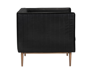 Sunpan Batavia Armchair - Bold Design with Channel Tufting, Sleek Piping, and a Stylish Bronze Base Vintage Black