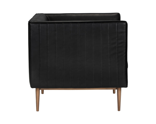 Sunpan Batavia Armchair - Bold Design with Channel Tufting, Sleek Piping, and a Stylish Bronze Base Vintage Black