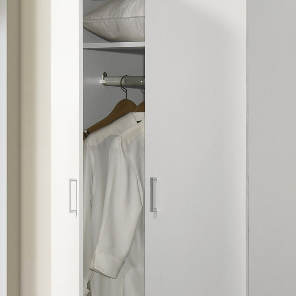 English Elm Miranzo Tall White Wardrobe Armoire with Hanging Rod and Shelf for Bedroom Storage B2749P413242