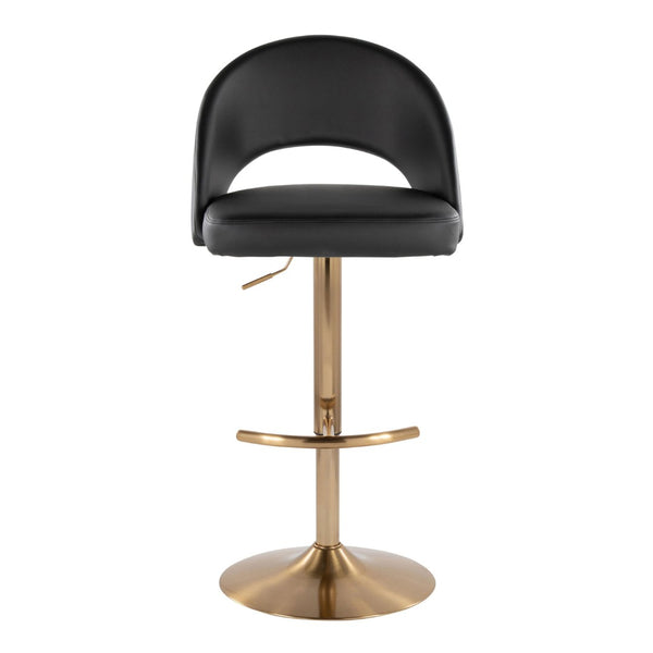 English Elm Adjustable Swivel Barstools Set of 2 Fabric Seat Black Metal Base Kitchen Counter Black B202S02007