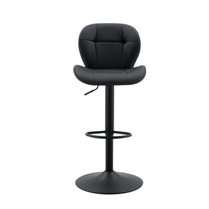 English Elm Set of 2 Adjustable Pu Tufted Barstools with Metal Base for Kitchen or Bar W3875P382611