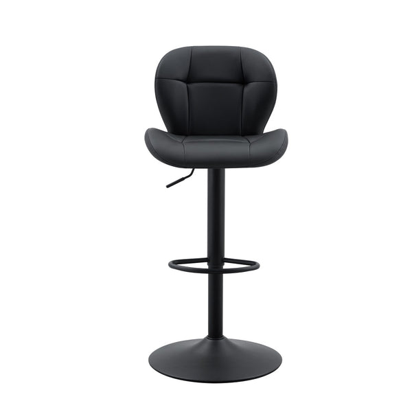 English Elm Set of 2 Adjustable Pu Tufted Barstools with Metal Base for Kitchen or Bar W3875P382611