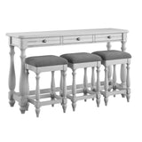 Wallace & Bay Mariano Coastal Gray Sofa Table Set with Stools - Easy Assembly & Care, 64