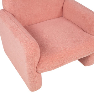 English Elm Stylish Teddy Fleece Single Sofa Chair with Arms and Pillow, Cozy Accent Armchair for Living Room Pink 30 L x 24.75 W x 24 H W1716P196472
