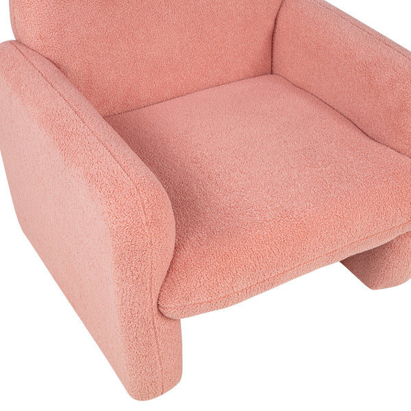 English Elm Stylish Teddy Fleece Single Sofa Chair with Arms and Pillow, Cozy Accent Armchair for Living Room Pink 30 L x 24.75 W x 24 H W1716P196472