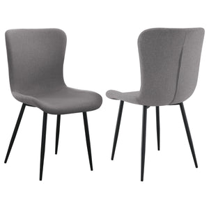 English Elm Grant Warm Grey Upholstered Dining Side Chair Set of 2 — Soft Contour Back, Slim Legs, Cozy Modern Style B062P378401