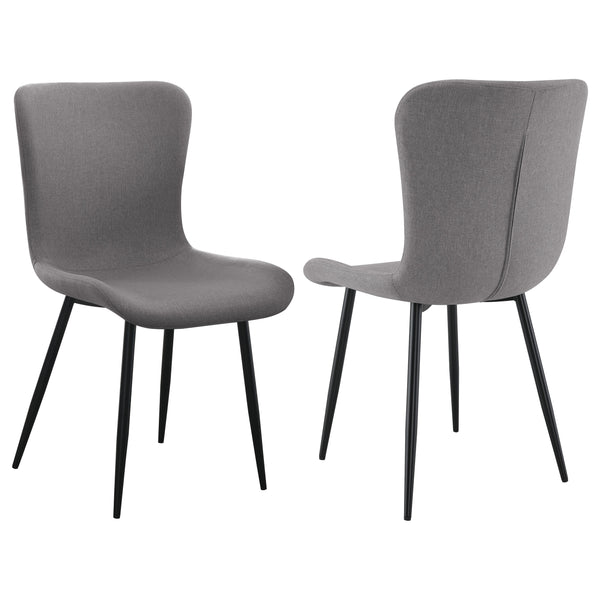 English Elm Grant Warm Grey Upholstered Dining Side Chair Set of 2 — Soft Contour Back, Slim Legs, Cozy Modern Style B062P378401