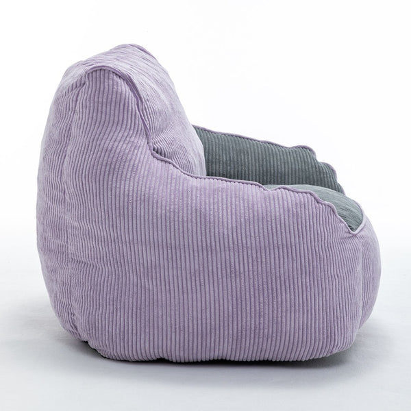 English Elm Giant Corduroy Bean Bag Sofa with Armrests Foam Filled Cozy Adult Lounge Chair Gray,Purple W2200P442803