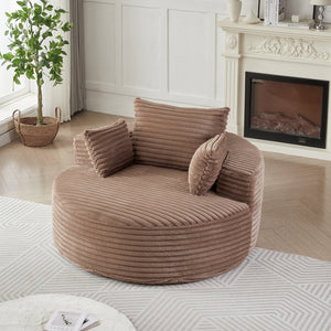 English Elm 55'l Corduroy Sleeper Chair Fluffy Lounge Seat for Bedroom or Media Room W834P403827