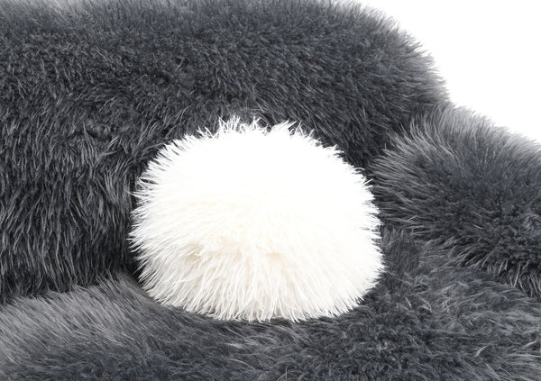 English Elm Dark Dark Gray Faux‑Fur Swivel Chair 43.3"W Contemporary Plush Accent Seat with Cozy Rounded Design B2741P396704