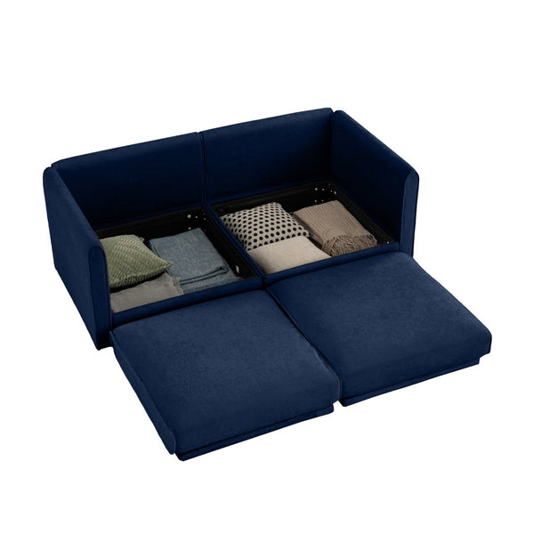 English Elm Stylish Blue Chenille 2-Seater Sofa With Hidden Storage, Modern Design & Ergonomic Comfort For Small Spaces W714S01046-GIGA