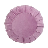 English Elm Pouffe 13" Round Pleated Accent Throw Pillow, Lavender Velvet