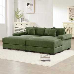 English Elm 92" Oversized Cloud Modular Sectional Couch - Plush Corduroy, Deep Seating, 6 Pillows & Ottoman! W714S01331