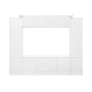 English Elm Entertainment Wall Unit with Glass Doors Open Shelving Mdf Living Room Storage White N710S688102K