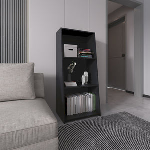 English Elm Bookcase with Six Spacious Shelves and Sturdy Legs for Compact Rooms, Durable Engineered Wood Design Black 49.21 L x 16.54 W x 3.54 H B097P250875