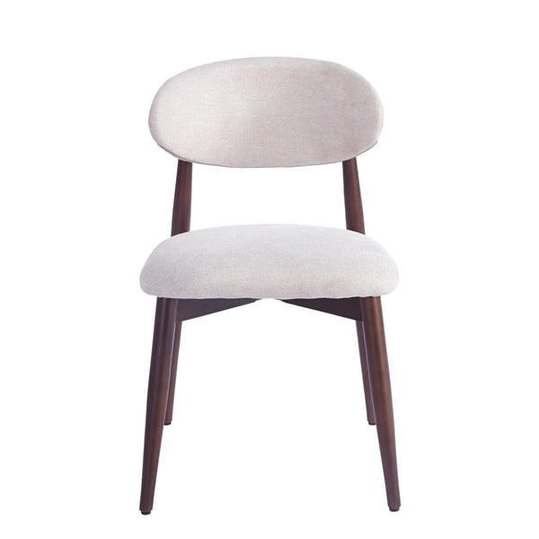 English Elm Modern Upholstered Dining Chair Set with Oval Back Solid Wood Legs Gray Fabric W3732P438536