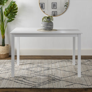 English Elm Walker Edison - Classic Rustic 5-Piece Dining Set with Slat-Back Spindle Chairs, Solid Rubberwood Table, White/Grey Finish - Perfect for Small Kitchens and Farmhouse Style B185P326702