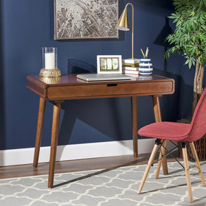 English Elm Christopher Knight Home® - Writing Mid-Century Modern Desk with Large Drawer & Rubberwood Legs, 40" Workspace, Sleek Storage and Stability Brown N770P323357B