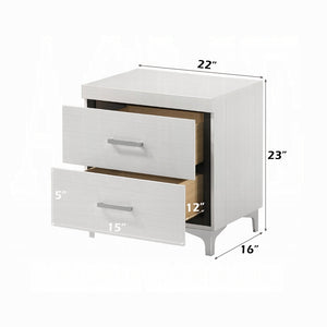 English Elm Modern White Nightstand with 2 Drawers and Metal Legs — Stylish Storage, 22"W x 16"D x 23"H, One Piece B011P316891