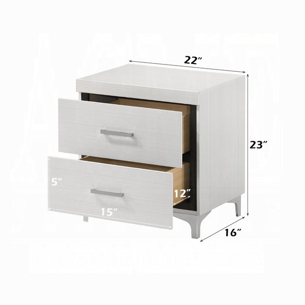 English Elm Modern White Nightstand with 2 Drawers and Metal Legs — Stylish Storage, 22"W x 16"D x 23"H, One Piece B011P316891