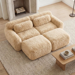 English Elm 80''soft Plush Modular Sectional Sofa with Chaise Deep Seat High Density Foam Living Room Light Khaki W714S01566