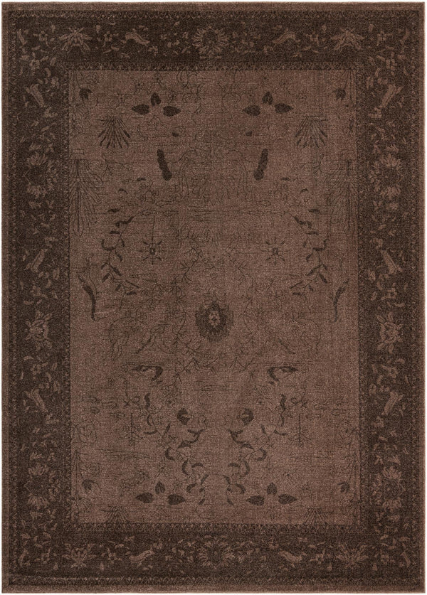 Unique Loom La Jolla Floral Machine Made Floral Rug Brown, Beige/Brown 7' 10" x 11' 0"