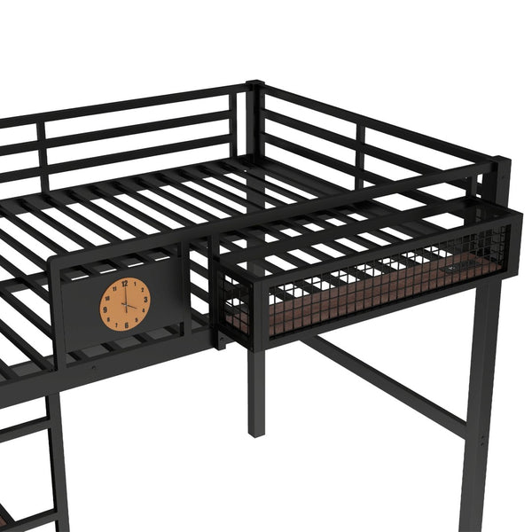 English Elm Full Bunk Bed with Trundle Bookshelf Storage Pine Frame Car Design for Kids W1580S00375