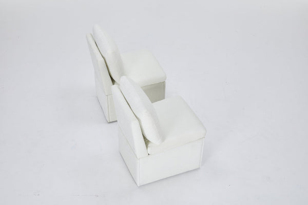 English Elm Linen Armless Dining Chair with Casters and Hidden Seat Storage, Smooth Mobility & Versatile Use Ivory W2069P288875