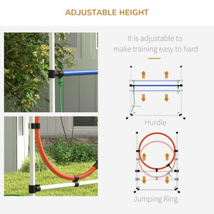English Elm Pawhut 3-Piece Dog Agility Training Set - Adjustable Jumping Ring, Hurdle, Cooling Tube & Bag! W2225P217627-GIGA