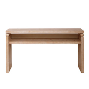 English Elm 59in Modern Rustic Console Table with Open Shelf & Bead Detail, Narrow 15.5" Depth Entryway Accent Bitte W2729P270746