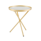 Trebent Glam 18" 3-Leg Side Table – Luxe Faux Marble Top with Gold Base, Perfect for Small Spaces