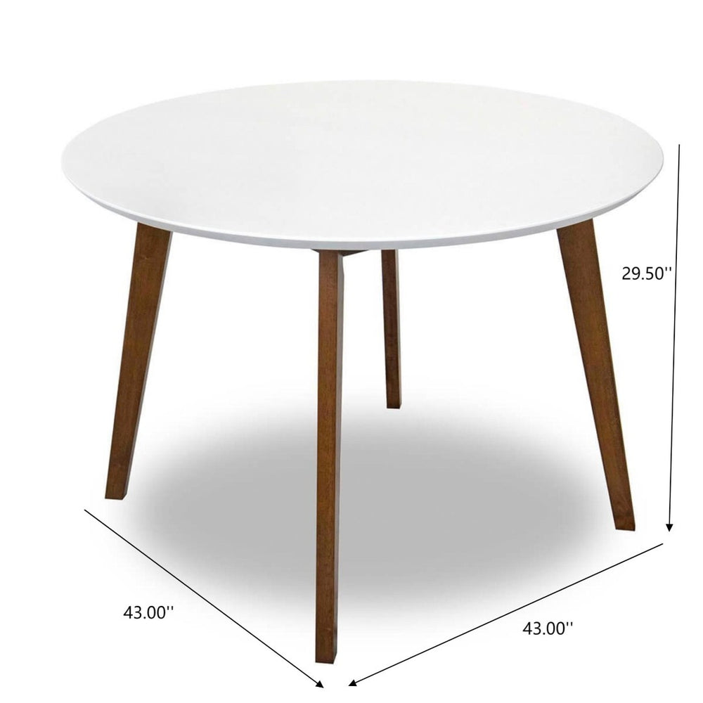 English Elm Alina Round Solid Wood Pedestal Dining Table White Top Dark Walnut Base Seats Four B183P231919