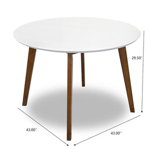 English Elm Alina Round Solid Wood Pedestal Dining Table White Top Dark Walnut Base Seats Four B183P231919
