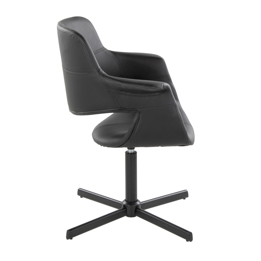 English Elm Vintage Flair Mid-Century Swivel Accent Chair - Black Faux Leather, 360° Comfort, X-Pedestal Base B202P223677
