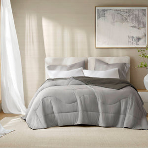 English Elm 1-piece King Reversible Tencel Fill Comforter with Sculptural Weave Cooling Texture Gray B035P408278