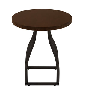 English Elm Tior Round Wood Top Accent Side Table with Geometric Gray Metal Base for Living Room Brown+Black B056P416977