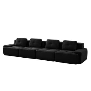 English Elm 153" Modern Modular Sectional Sofa – Stylish 4-Seater With Deep Seats, Tufted Corduroy & No Assembly! W714S01480